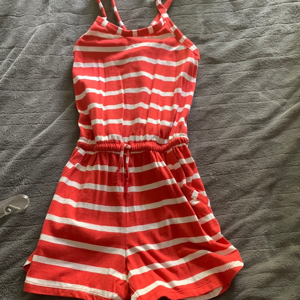 Girls Red and White Summer Romper